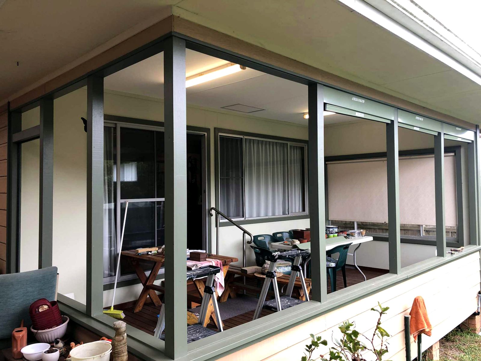 Outdoor Blinds install by Coastal Plantation Shutters